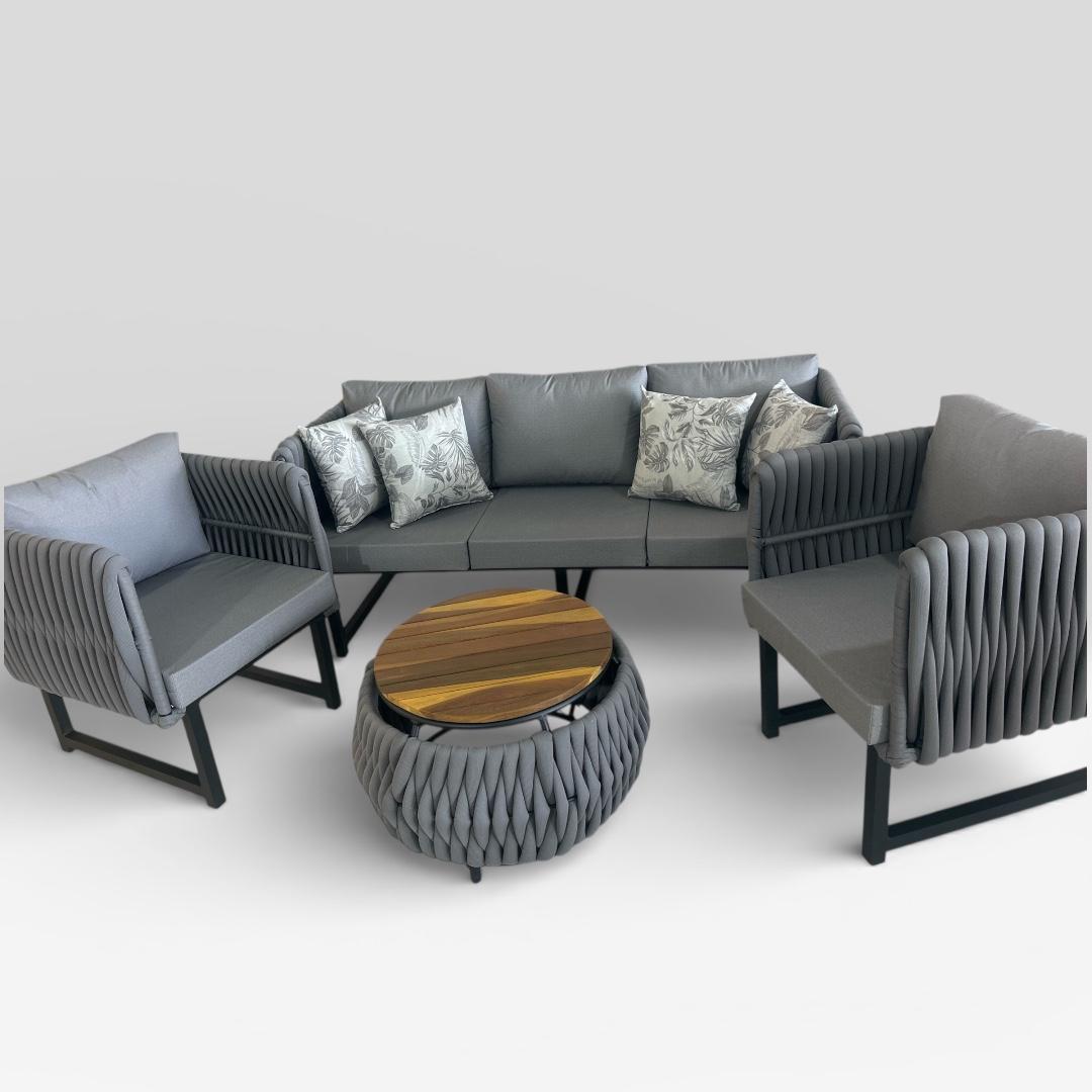 Jogo de Sofá PARIS Tramado em Tricô Náutico